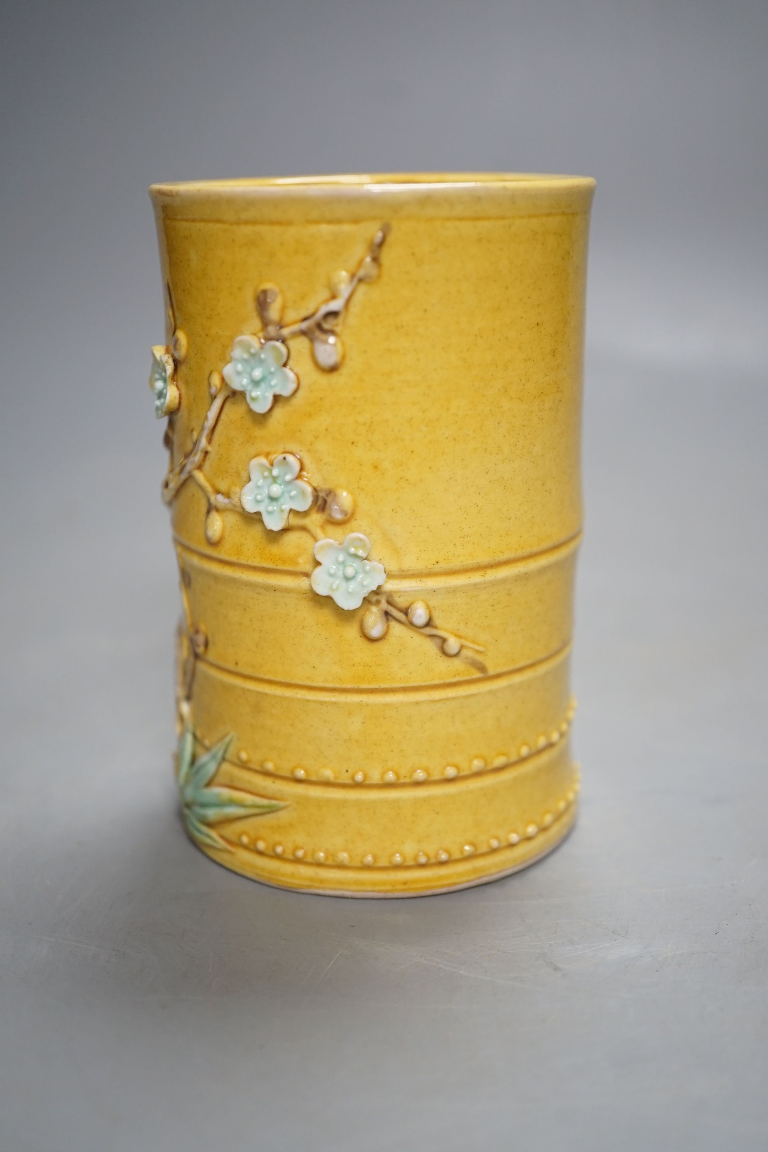 A Chinese yellow glazed small brushpot, Republic period